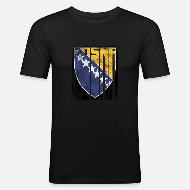 bosna2 - Männer Slim Fit T-Shirt - Schwarz