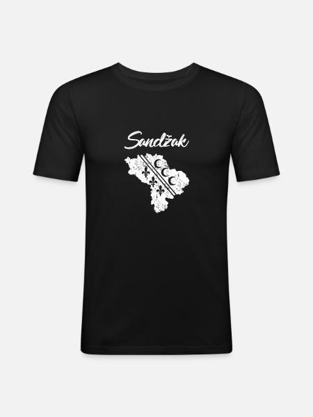 Sandzak Sandzaklija Novi Pazar Flagga Gåva - Slim Fit T-shirt herr - svart
