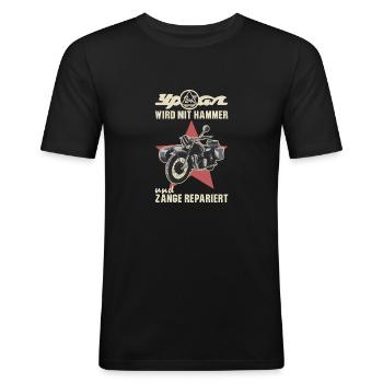 Wird mit hammer und zange repariert Ural Beiwagen - Männer Slim Fit T-Shirt - Schwarz - Vorne - Nik (191cm)