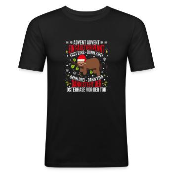 Faultier Weihnachten - Männer Slim Fit T-Shirt - Schwarz - Vorne - Nik (191cm)