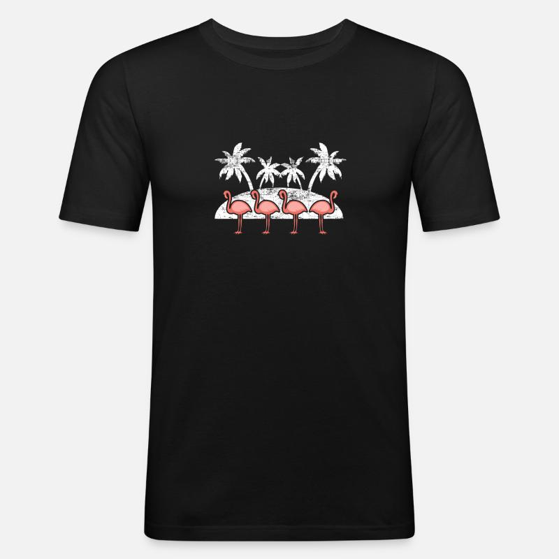 Flamingo Bird - Männer Slim Fit T-Shirt - Schwarz