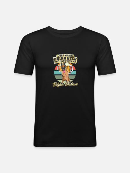 Buvez de la bière et accrochez-vous avec mon malinois belge - T-shirt près du corps Homme - noir