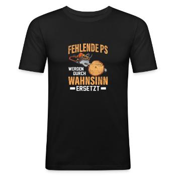 PS Motorsäge Holz Wald Förster - Männer Slim Fit T-Shirt - Schwarz - Vorne - Nik (191cm)