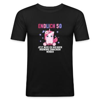50 Jahre Nur noch erwachsen werden 50. Geburtstag - Männer Slim Fit T-Shirt - Schwarz - Vorne - Nik (191cm)