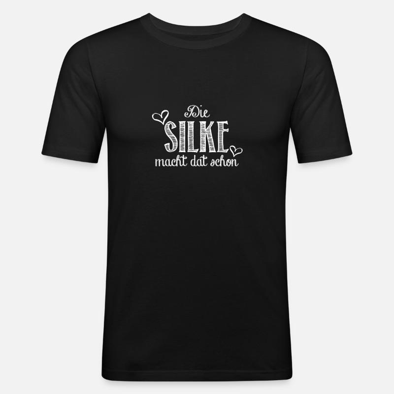 silke - Männer Slim Fit T-Shirt - Schwarz