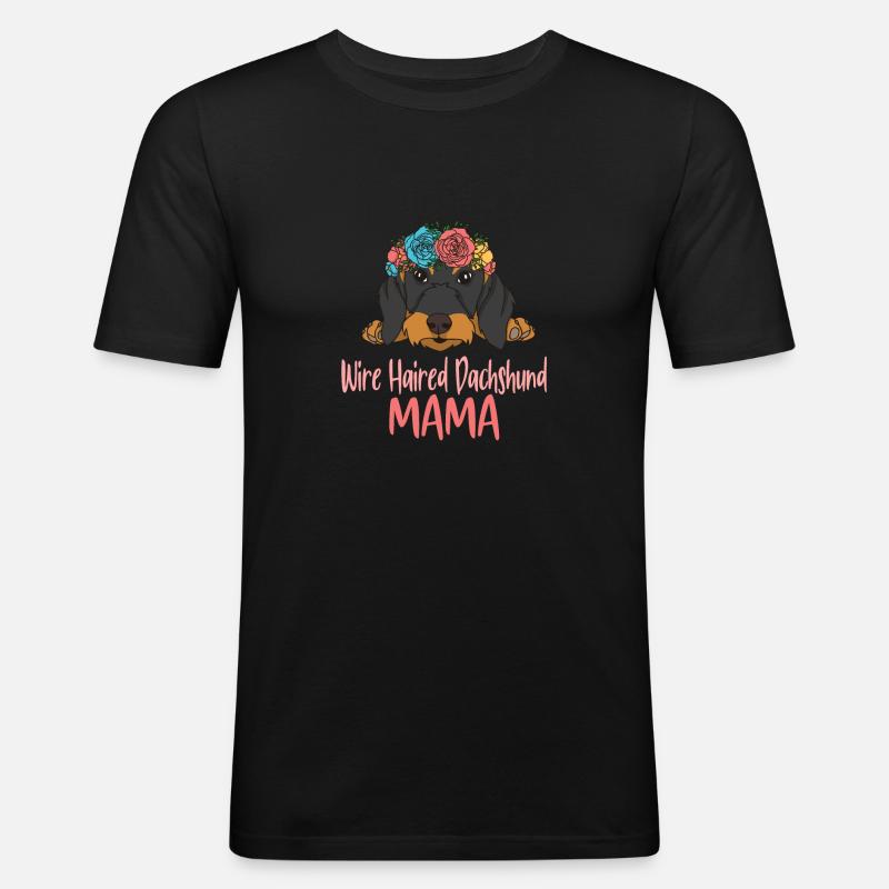 Rauhaardackel MAMA - Männer Slim Fit T-Shirt - Schwarz