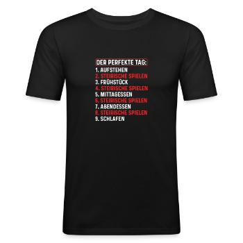 Der Perfekte Tag, Steirische Harmonika Quetschn - Männer Slim Fit T-Shirt - Schwarz - Vorne - Nik (191cm)