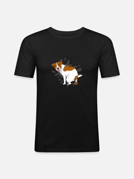 JACK RUSSELL TERRIER poops poop pile - Men's Slim Fit T-Shirt - black