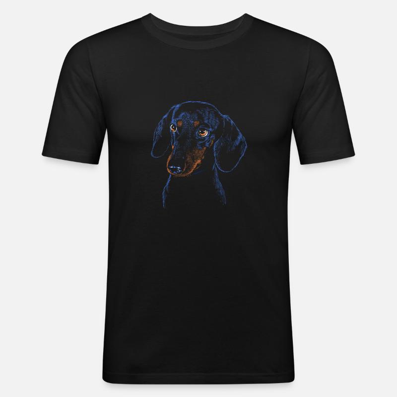 Dackel - Männer Slim Fit T-Shirt - Schwarz