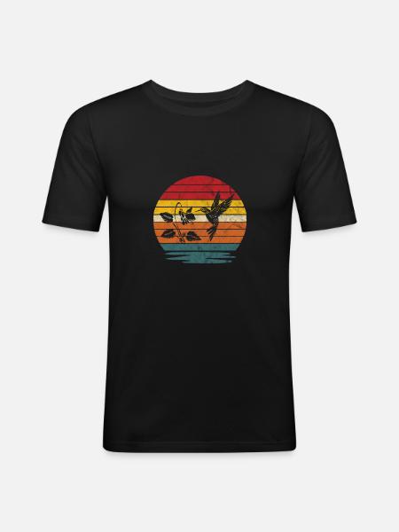 Colibri rétro - T-shirt près du corps Homme - noir