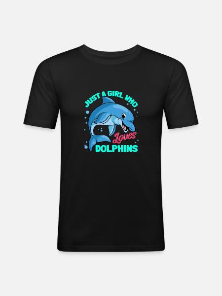 Delphine Delphin Delfin - Männer Slim Fit T-Shirt - Schwarz