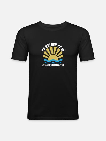 UK - Cornwall -I'd rather be in Porthcurno - Men's Slim Fit T-Shirt - black