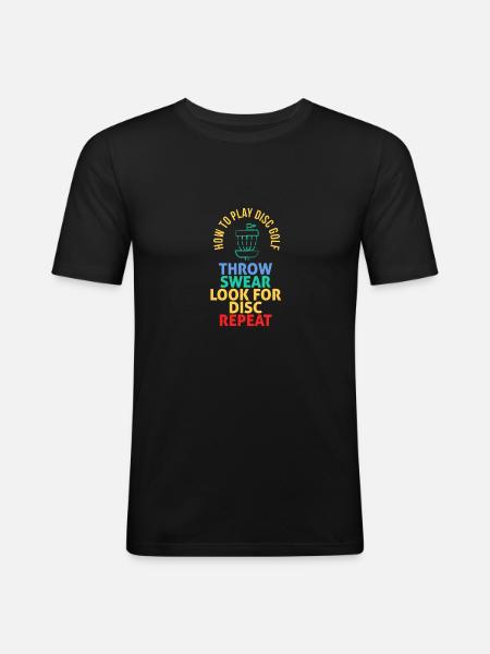 Hur man spelar Disc Golf - Slim Fit T-shirt herr - svart