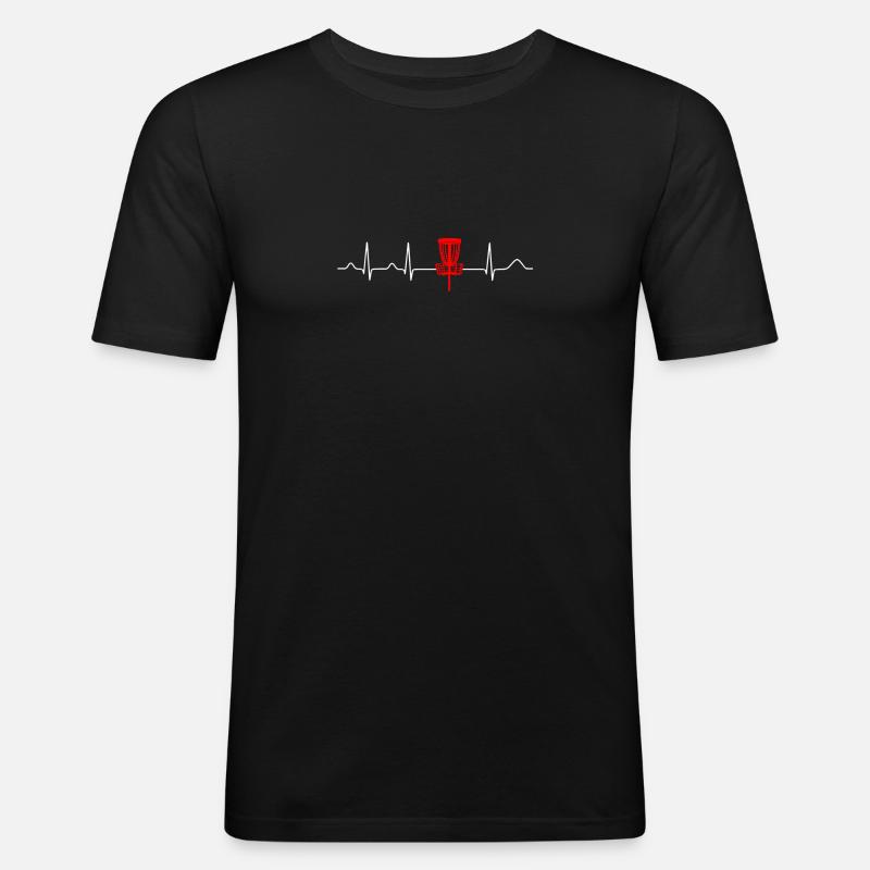 Disc Golf EKG Herzschlag - Männer Slim Fit T-Shirt - Schwarz
