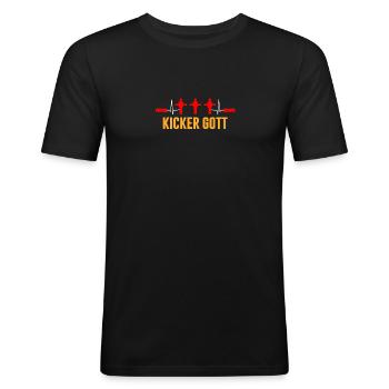 Kickergott Tischfußball Tischkicker Foosball - Männer Slim Fit T-Shirt - Schwarz - Vorne - Nik (191cm)
