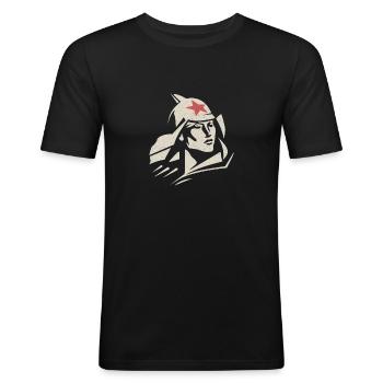 Rotarmist USSR Sowjetisch Russland Kommunismus - Männer Slim Fit T-Shirt - Schwarz - Vorne - Nik (191cm)