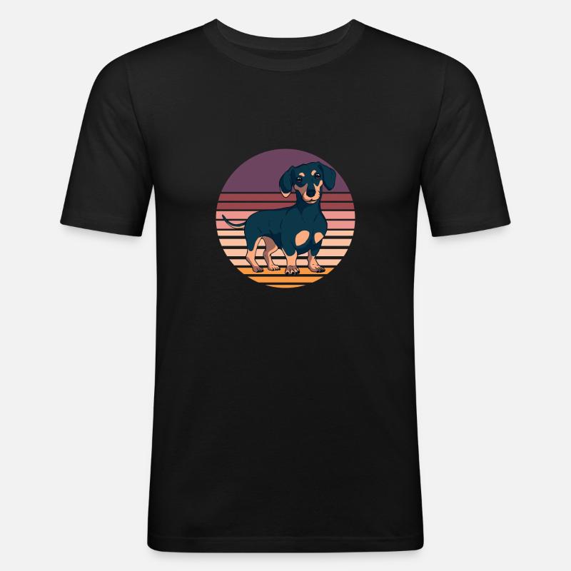 Dachshund Teckel Dackel - Männer Slim Fit T-Shirt - Schwarz