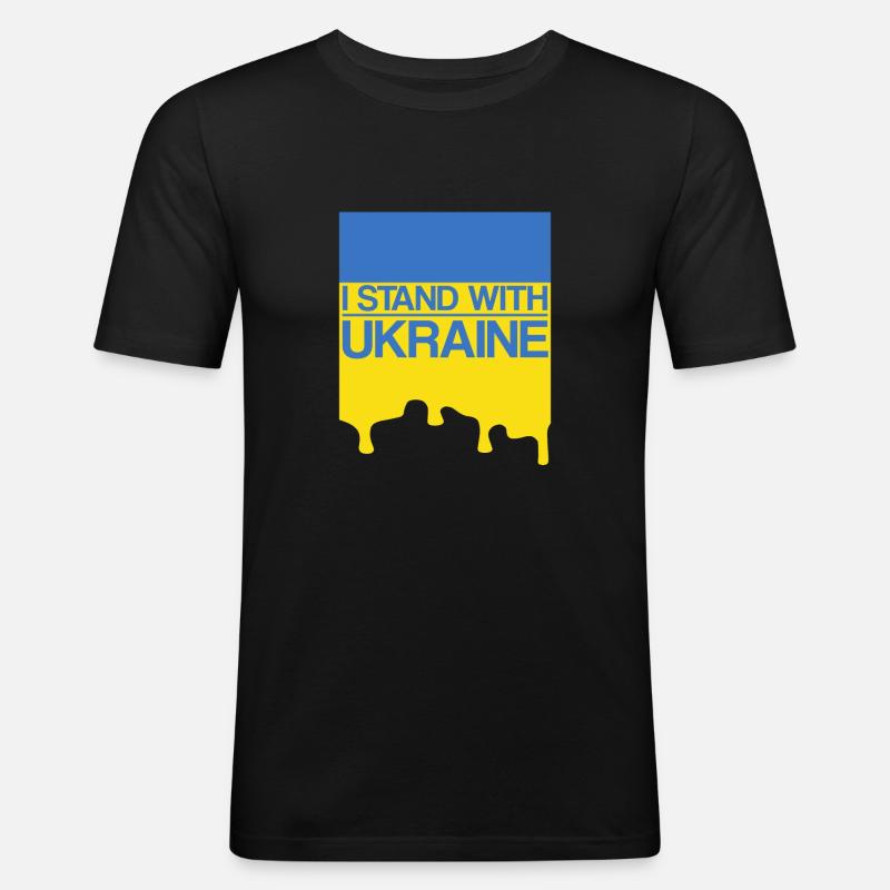 Io sto con l'Ucraina con il sostegno ucraino Ucraina Ucraina - Maglietta aderente da uomo - nero
