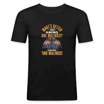 Belgischer Schäferhund Malinois - Männer Slim Fit T-Shirt - Schwarz - Vorne - Nik (191cm)