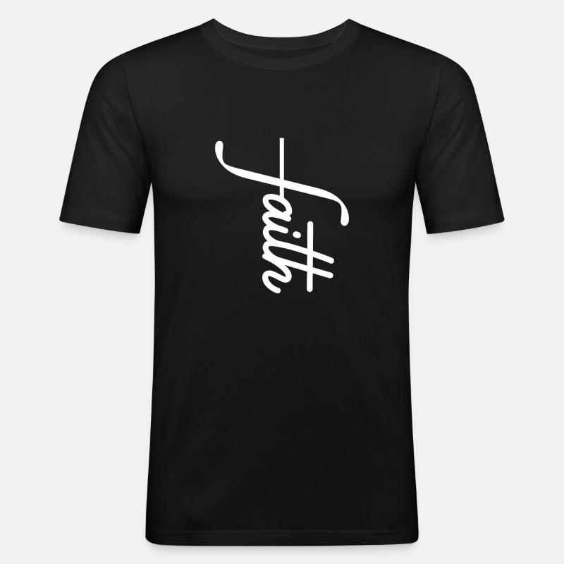 Glaube - Männer Slim Fit T-Shirt - Schwarz