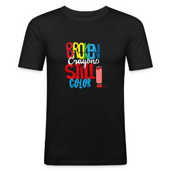 Broken Crayons Still Color - Men's Slim Fit T-Shirt - black - Front - Nik (191cm)