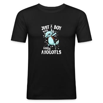 Nur ein Junge, der Axolotls mexikanischen Salamander liebt - Männer Slim Fit T-Shirt - Schwarz - Vorne - Nik (191cm)