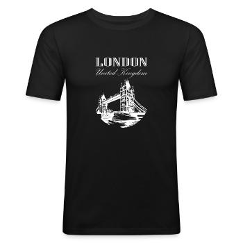 London - Männer Slim Fit T-Shirt - Schwarz - Vorne - Nik (191cm)