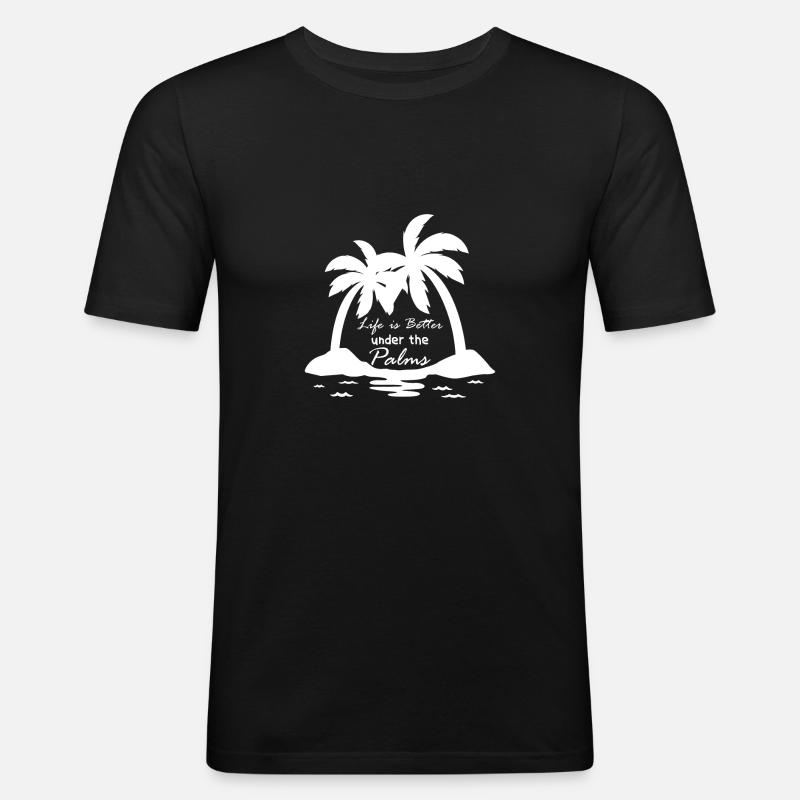 Palmen - Männer Slim Fit T-Shirt - Schwarz