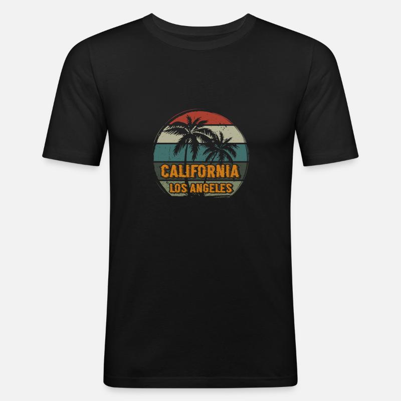 Palmen - Männer Slim Fit T-Shirt - Schwarz