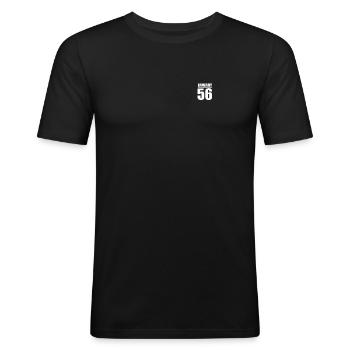 56 january - Männer Slim Fit T-Shirt - Schwarz - Vorne - Nik (191cm)