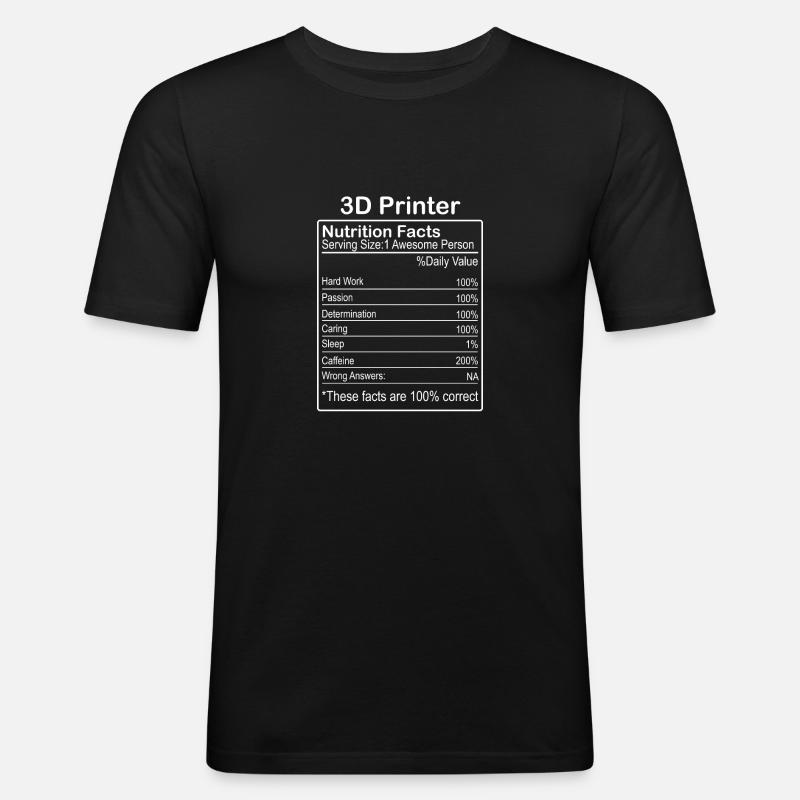 3D Printer nutrition facts - Männer Slim Fit T-Shirt - Schwarz