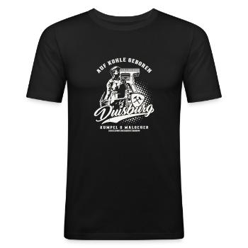 Duisburg - Auf Kohle Geboren - Männer Slim Fit T-Shirt - Schwarz - Vorne - Nik (191cm)