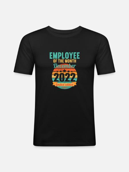 Mitarbeiter des Monats Dezember 2022 - Männer Slim Fit T-Shirt - Schwarz