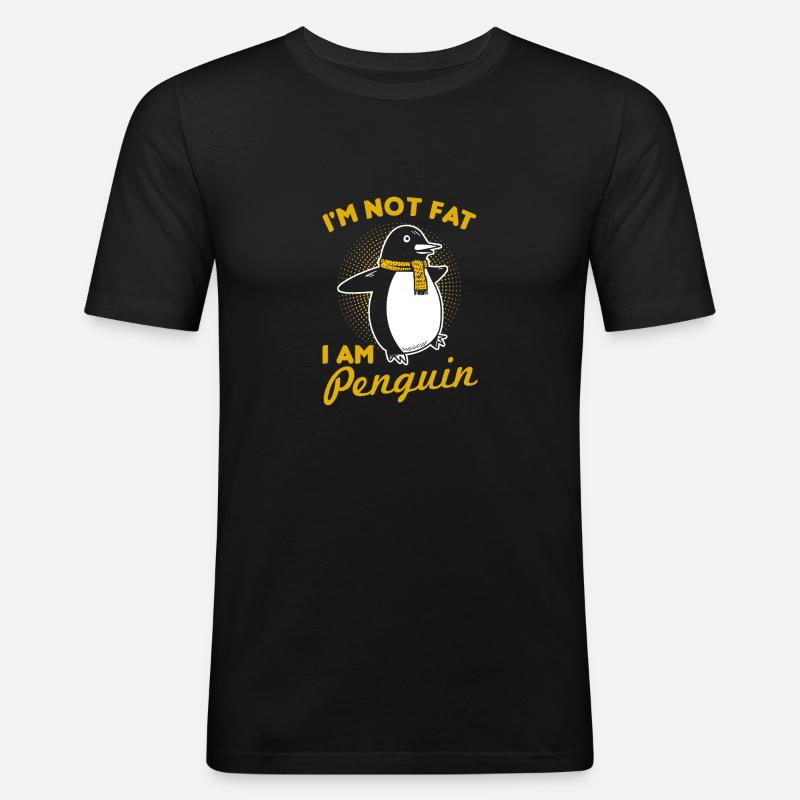 Fettpinguin - Männer Slim Fit T-Shirt - Schwarz