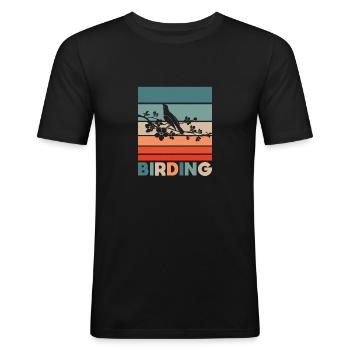 Nur Vogel - Männer Slim Fit T-Shirt - Schwarz - Vorne - Nik (191cm)