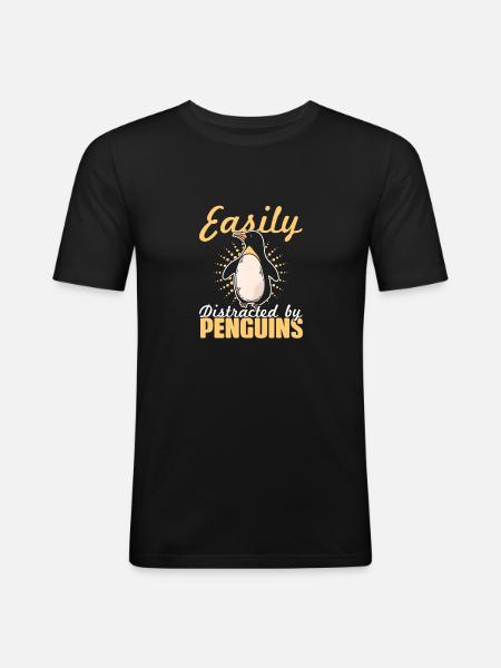 Pinguin-Ablenkungen - Männer Slim Fit T-Shirt - Schwarz