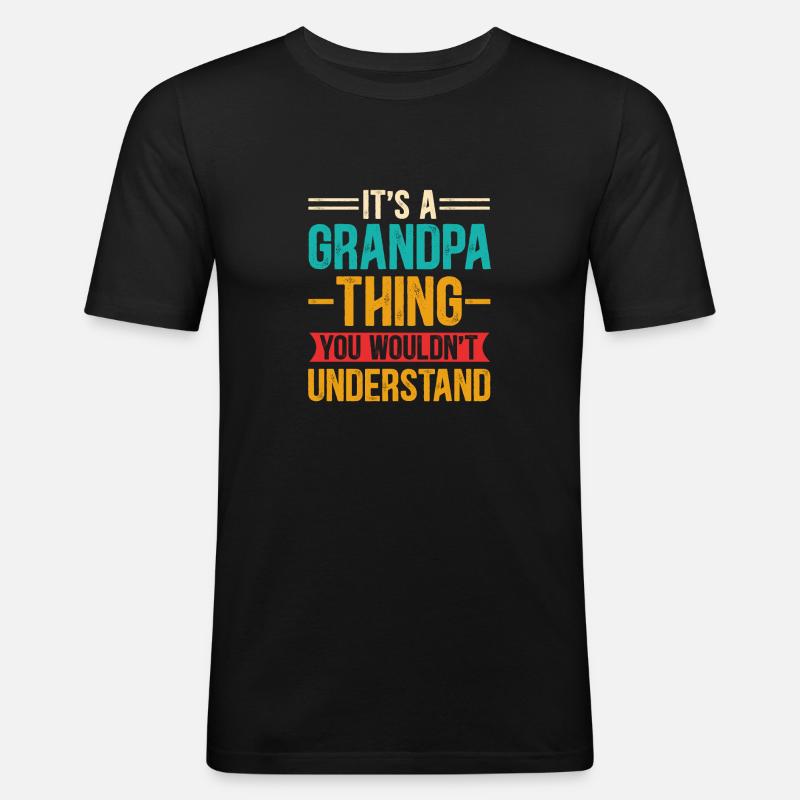 Opa Sache - Männer Slim Fit T-Shirt - Schwarz
