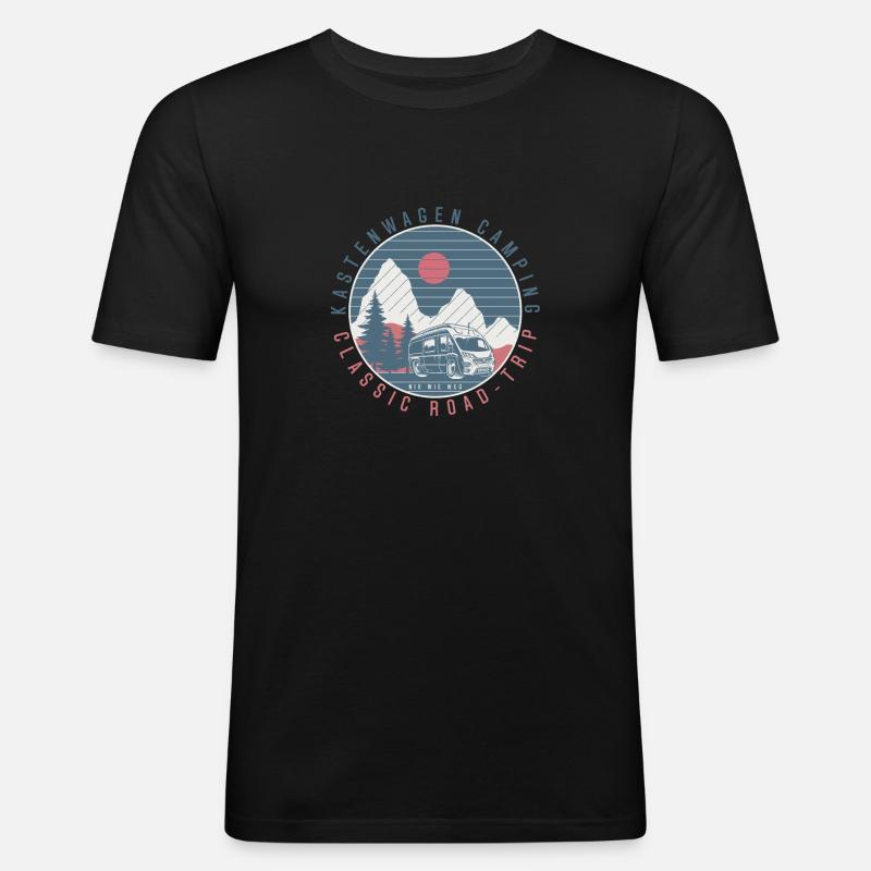 Kastenwagen Camping - Männer Slim Fit T-Shirt - Schwarz