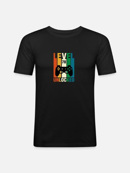 78 Level Unlocked - Männer Slim Fit T-Shirt - Schwarz