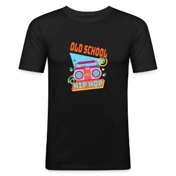 Retro Old School Hip Hop 80s 90s Graffiti Kassette - Männer Slim Fit T-Shirt - Schwarz - Vorne - Nik (191cm)