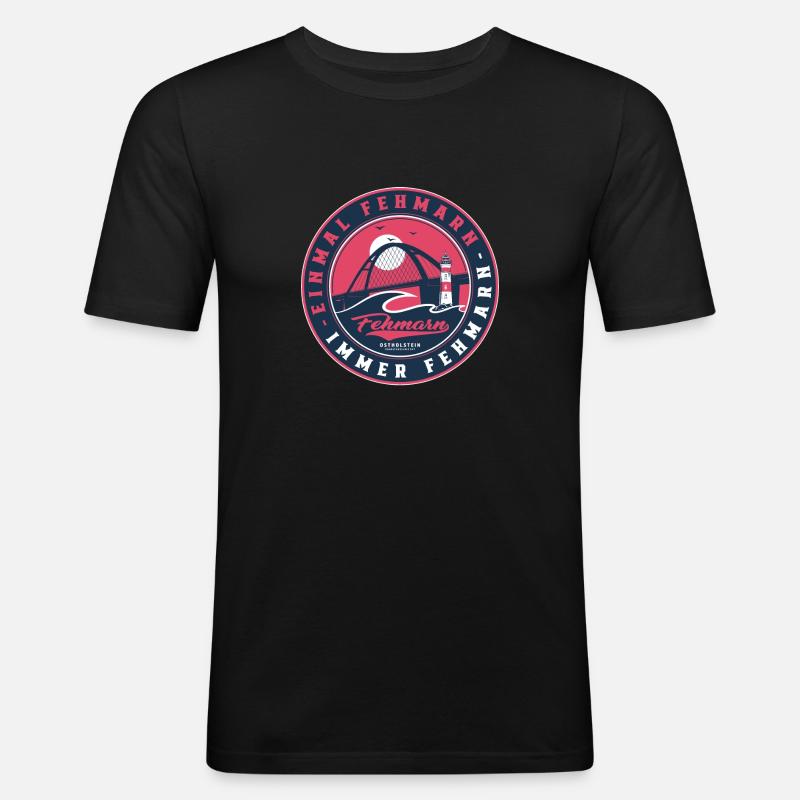 Fehmarn Badge Ostholstein - Männer Slim Fit T-Shirt - Schwarz