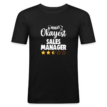 World's Okayest Sales Manager - Men's Slim Fit T-Shirt - black - Front - Nik (191cm)