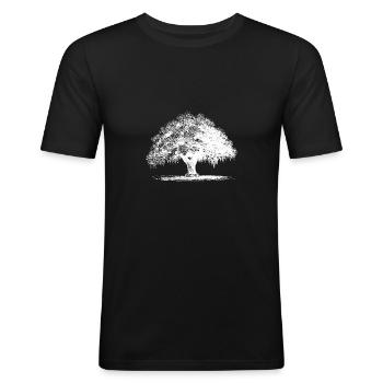 Arbre - T-shirt près du corps Homme - noir - Devant - Nik (191cm)