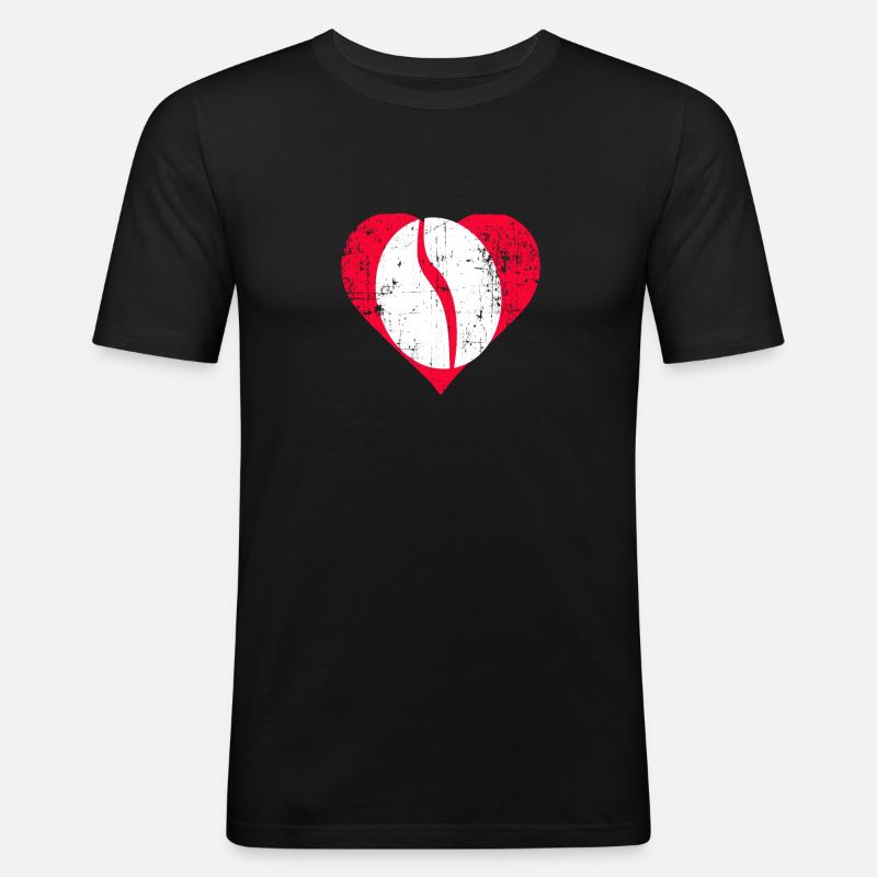 Navy Bean Heart - Männer Slim Fit T-Shirt - Schwarz