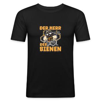 Herr Der Bienen Imker Bienenflüster Biene - Männer Slim Fit T-Shirt - Schwarz - Vorne - Nik (191cm)