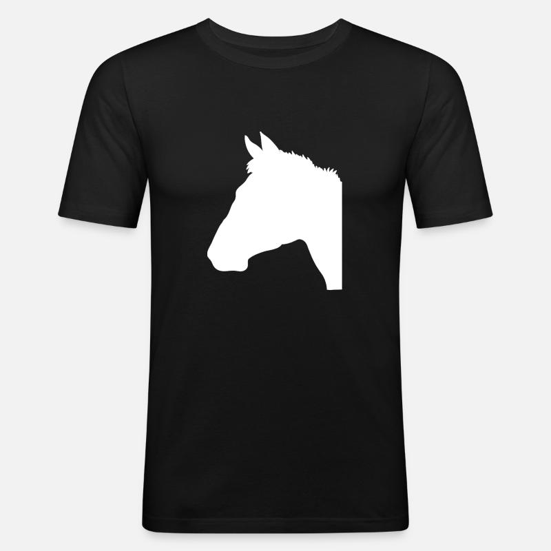 pferdekopf - Männer Slim Fit T-Shirt - Schwarz