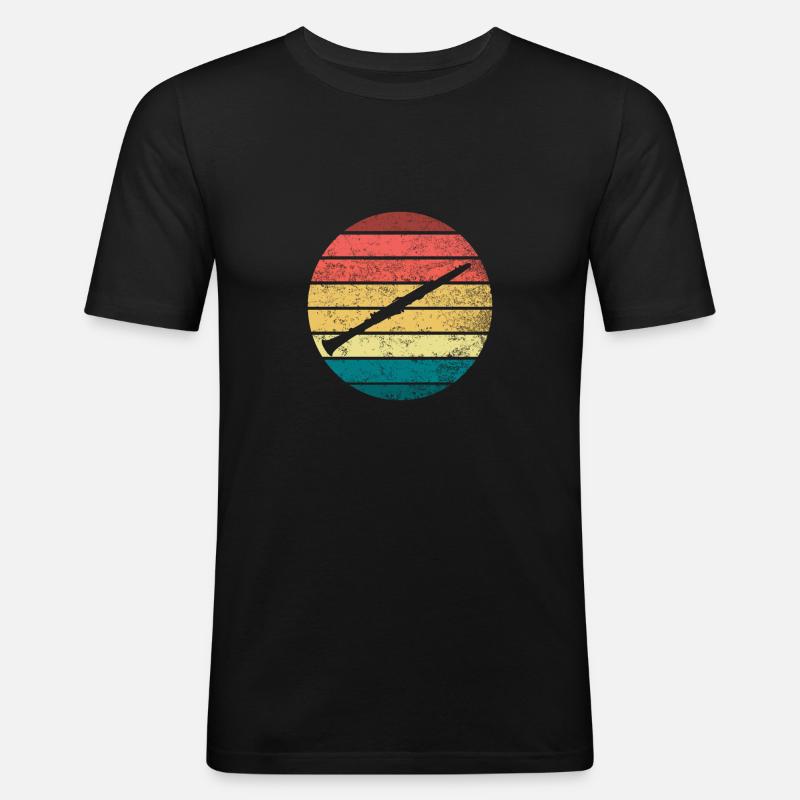 Clarinet Retro - Männer Slim Fit T-Shirt - Schwarz