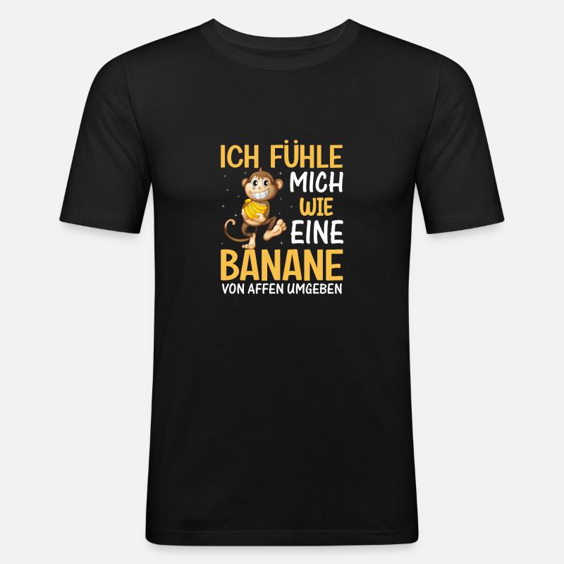 Banane Affe Arbeit Sarkasmus - Männer Slim Fit T-Shirt - Schwarz
