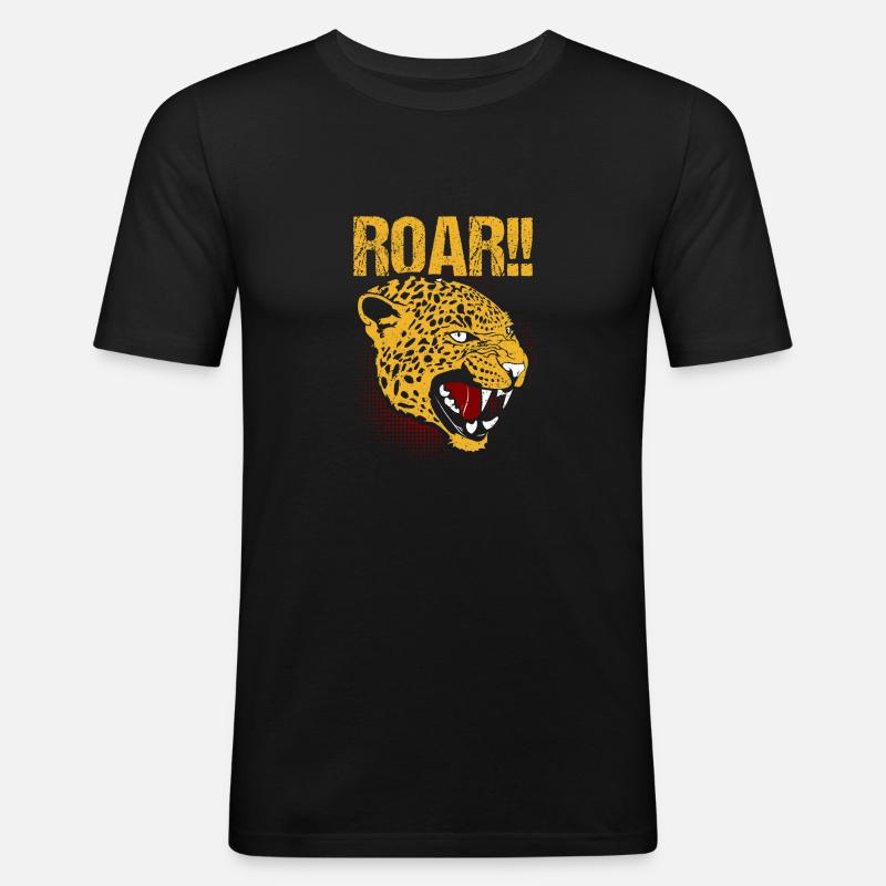 Gebrüll-Gepard - Männer Slim Fit T-Shirt - Schwarz