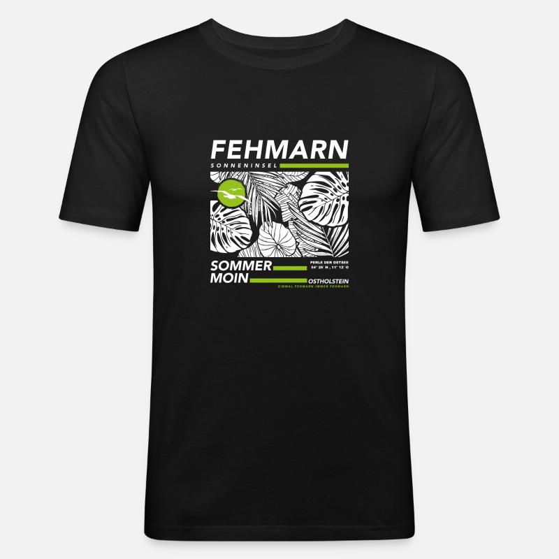 Fehmarn Ostsee - Männer Slim Fit T-Shirt - Schwarz
